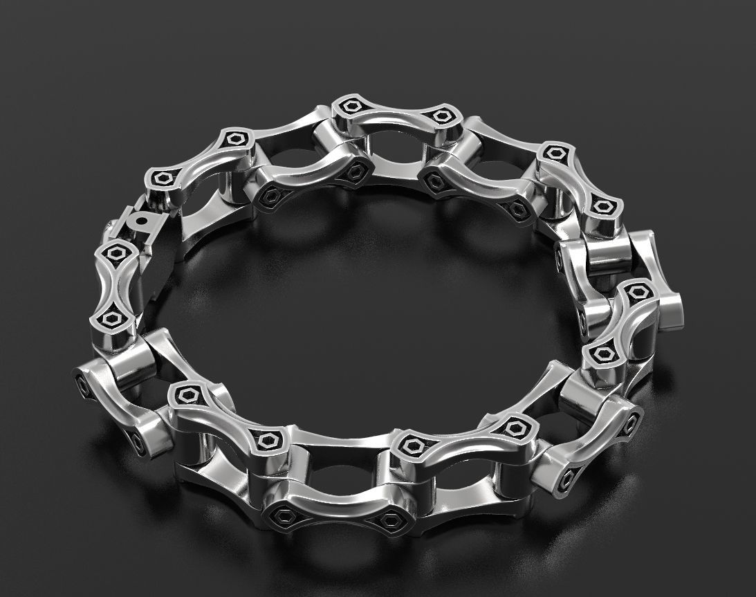 Stylish big mens bracelet with a skull in the lock 412 3D print model_10