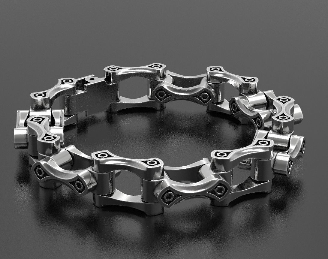 Stylish big mens bracelet with a skull in the lock 412 3D print model_12