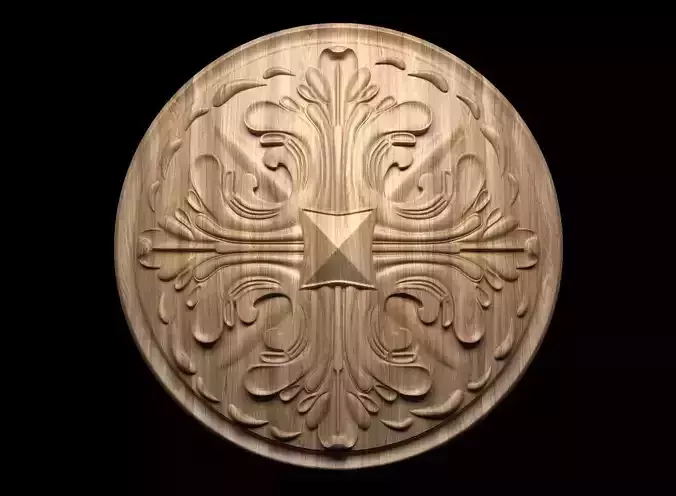 Rosette carved wooden cross