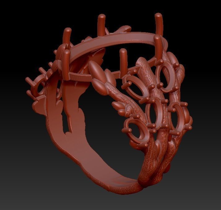 fashion  ring branches with fruits  3D print model_5