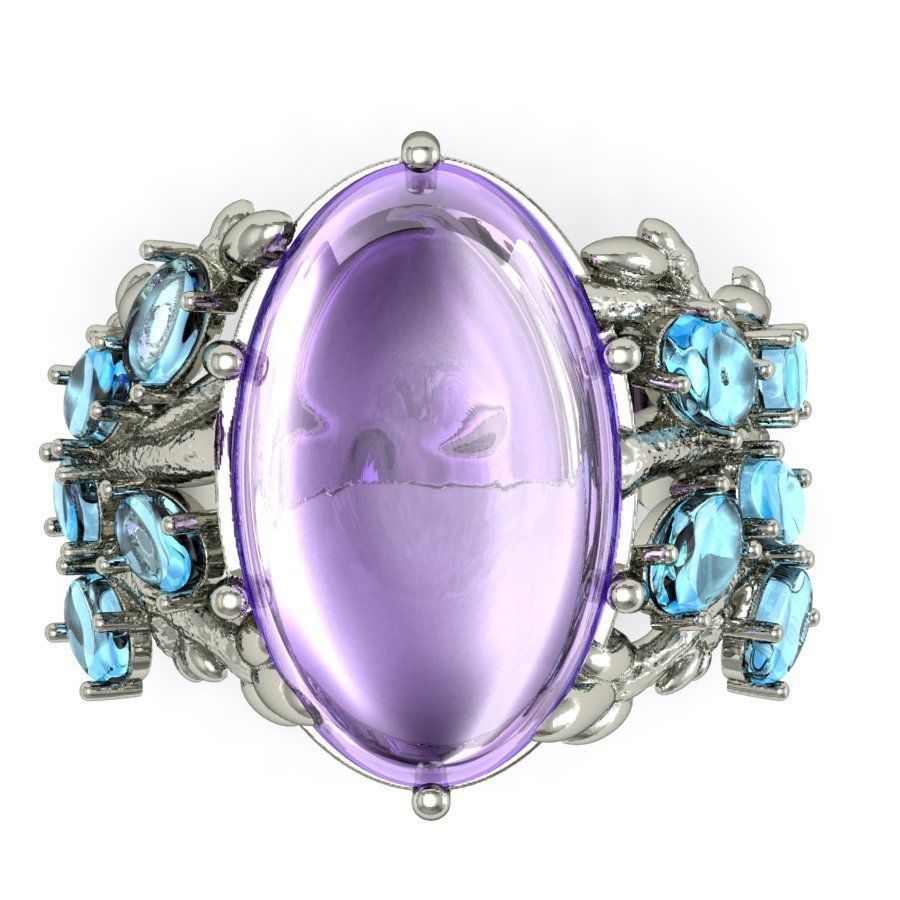 fashion  ring branches with fruits  3D print model_3