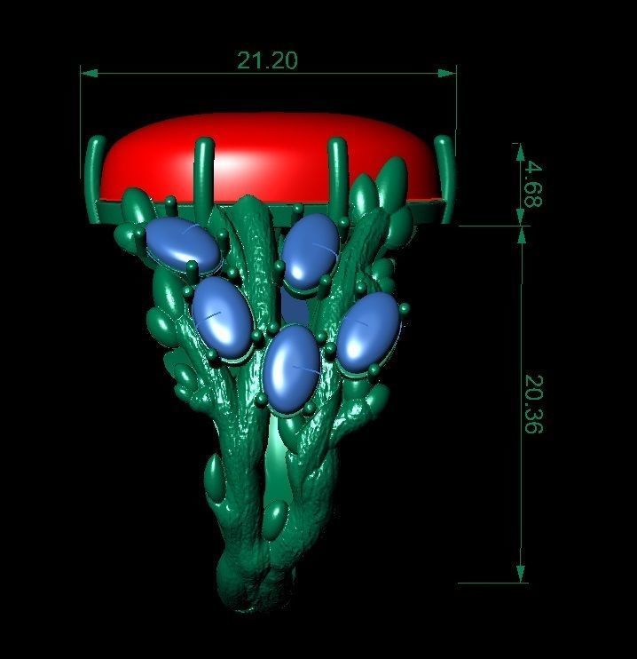 fashion  ring branches with fruits  3D print model_4