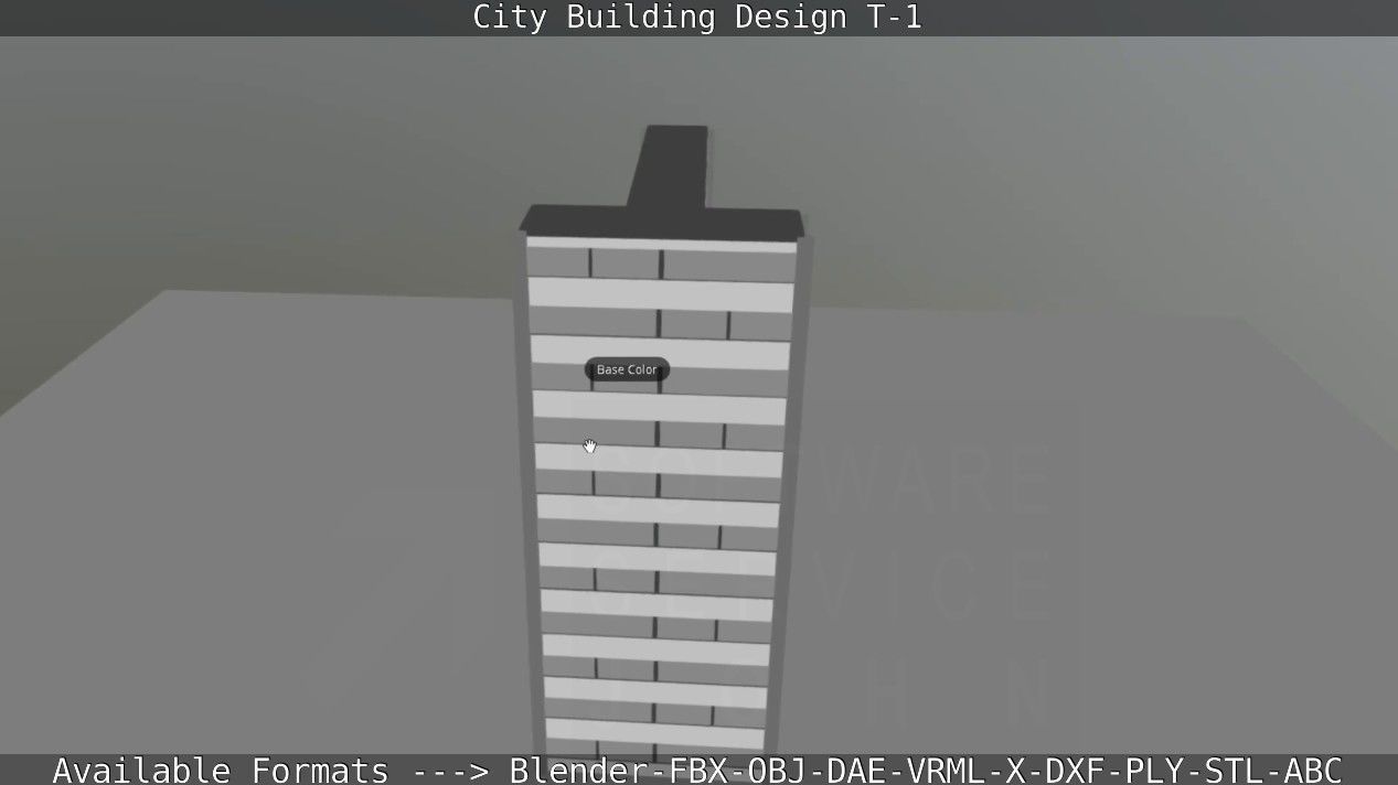 City Building Design T-1 Low-poly 3D model_16
