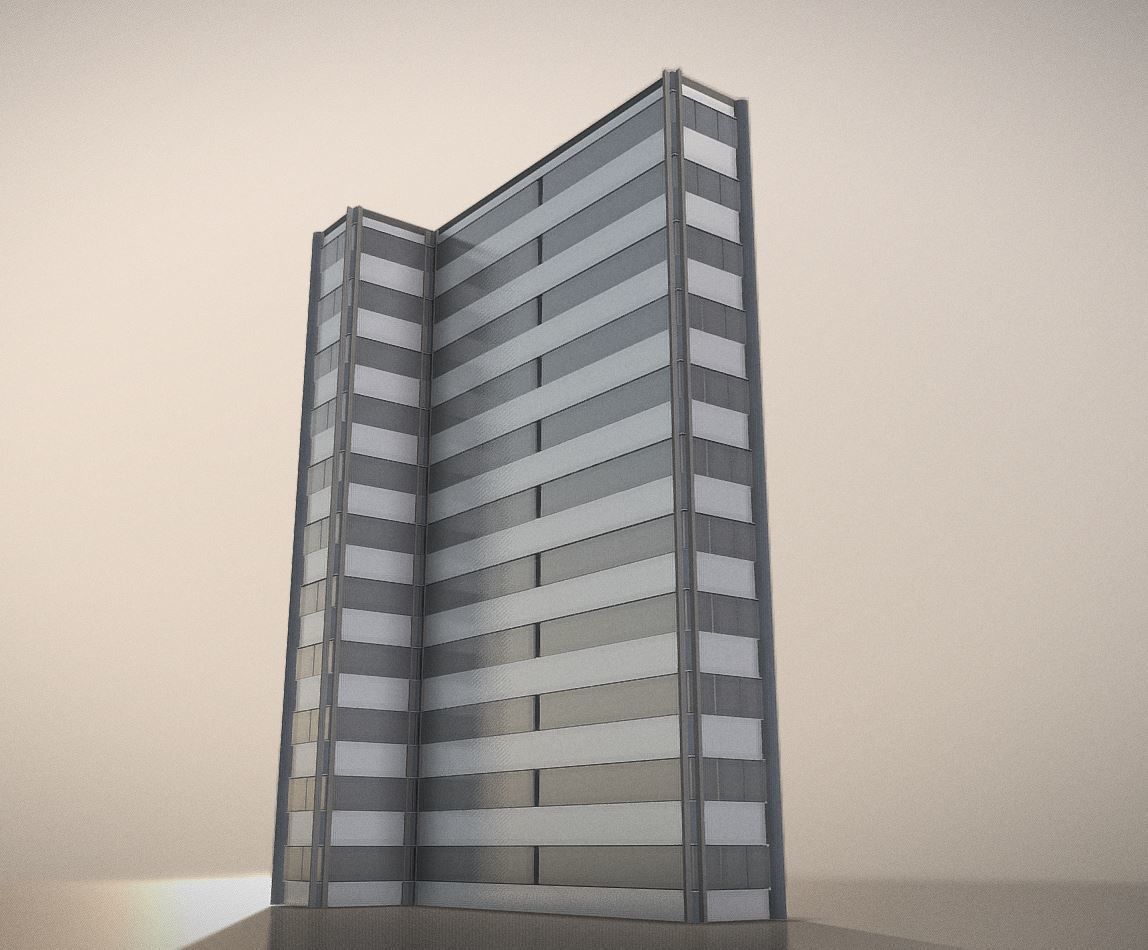 City Building Design T-1 Low-poly 3D model_6