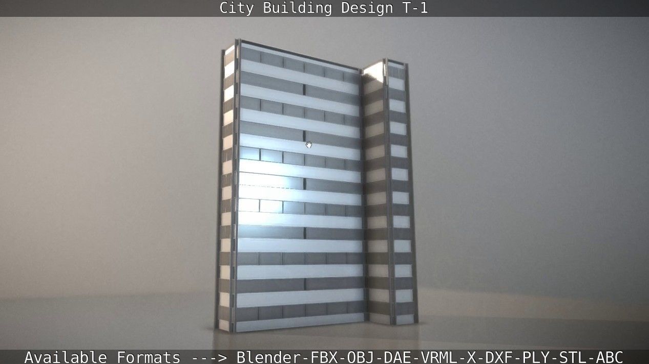City Building Design T-1 Low-poly 3D model_109
