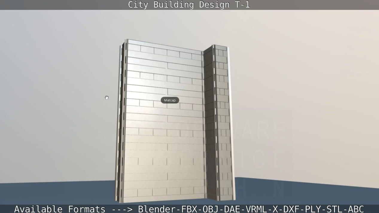 City Building Design T-1 Low-poly 3D model_40