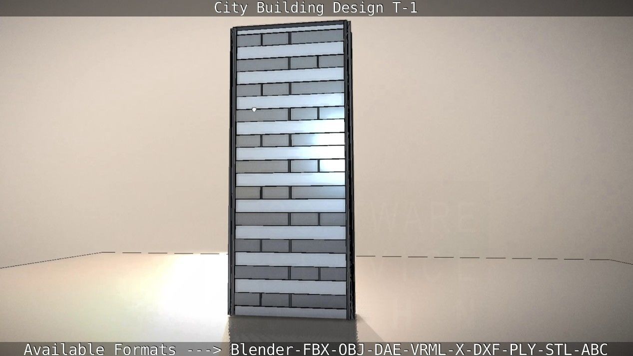 City Building Design T-1 Low-poly 3D model_87