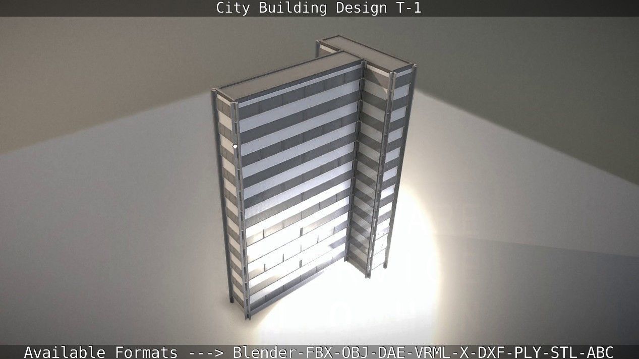 City Building Design T-1 Low-poly 3D model_105