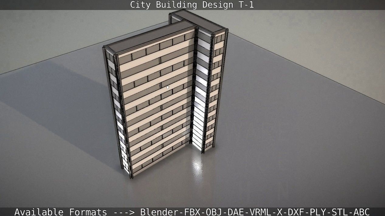 City Building Design T-1 Low-poly 3D model_96