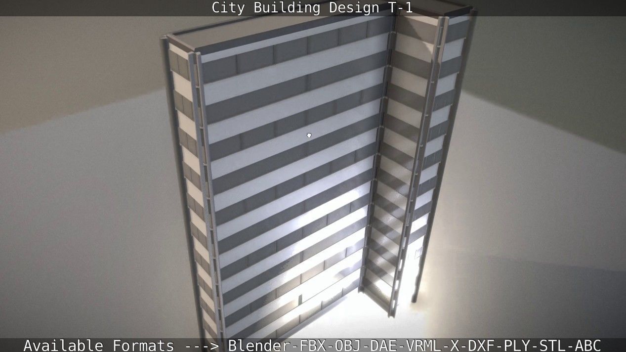 City Building Design T-1 Low-poly 3D model_107