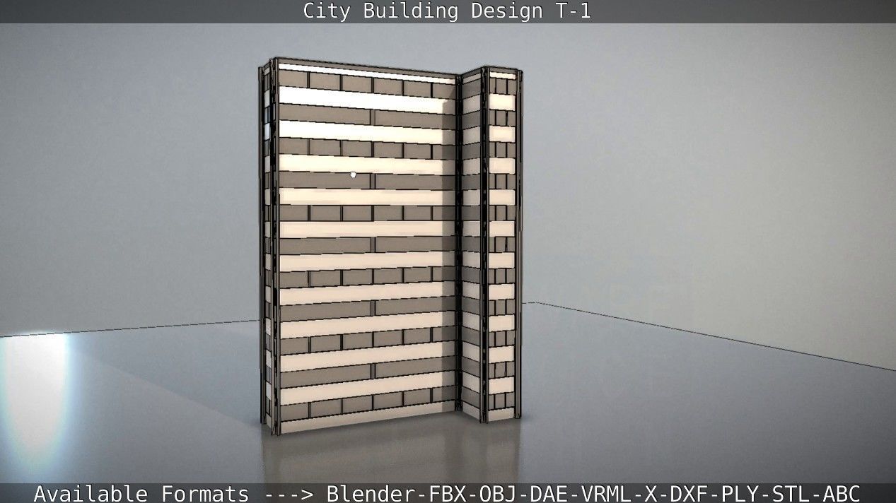 City Building Design T-1 Low-poly 3D model_94