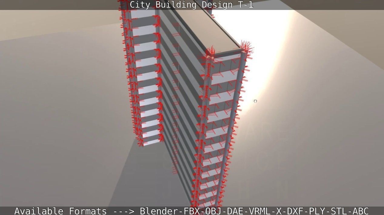 City Building Design T-1 Low-poly 3D model_72