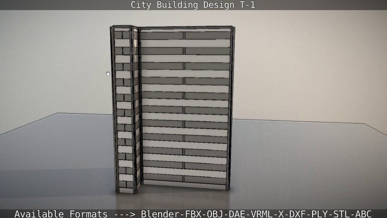 City Building Design T-1 Low-poly 3D model_86