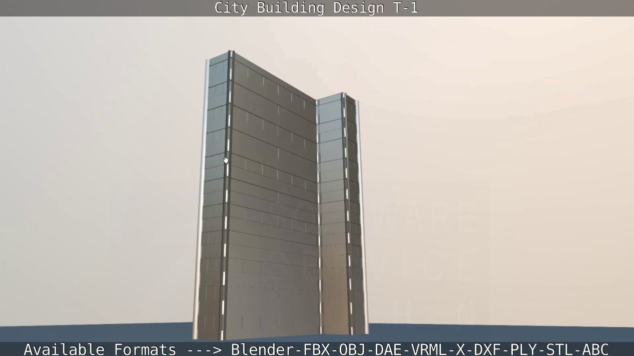 City Building Design T-1 Low-poly 3D model_42