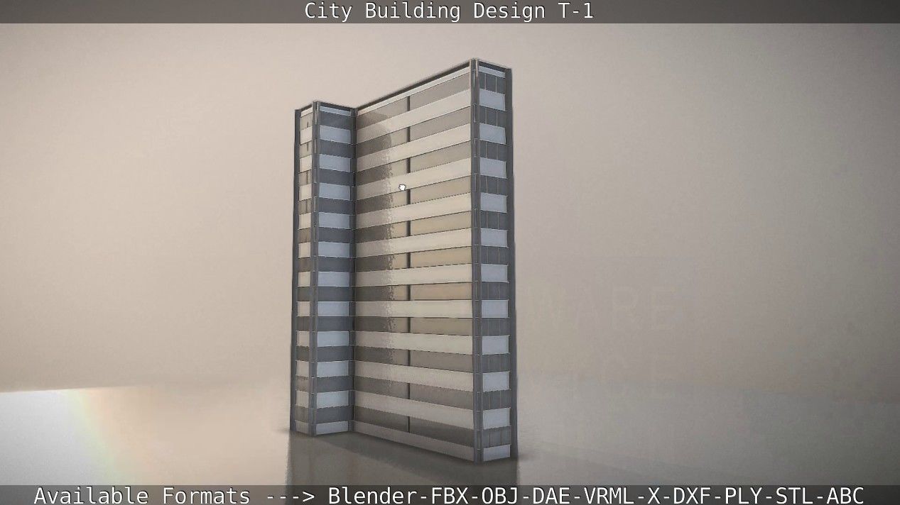 City Building Design T-1 Low-poly 3D model_115
