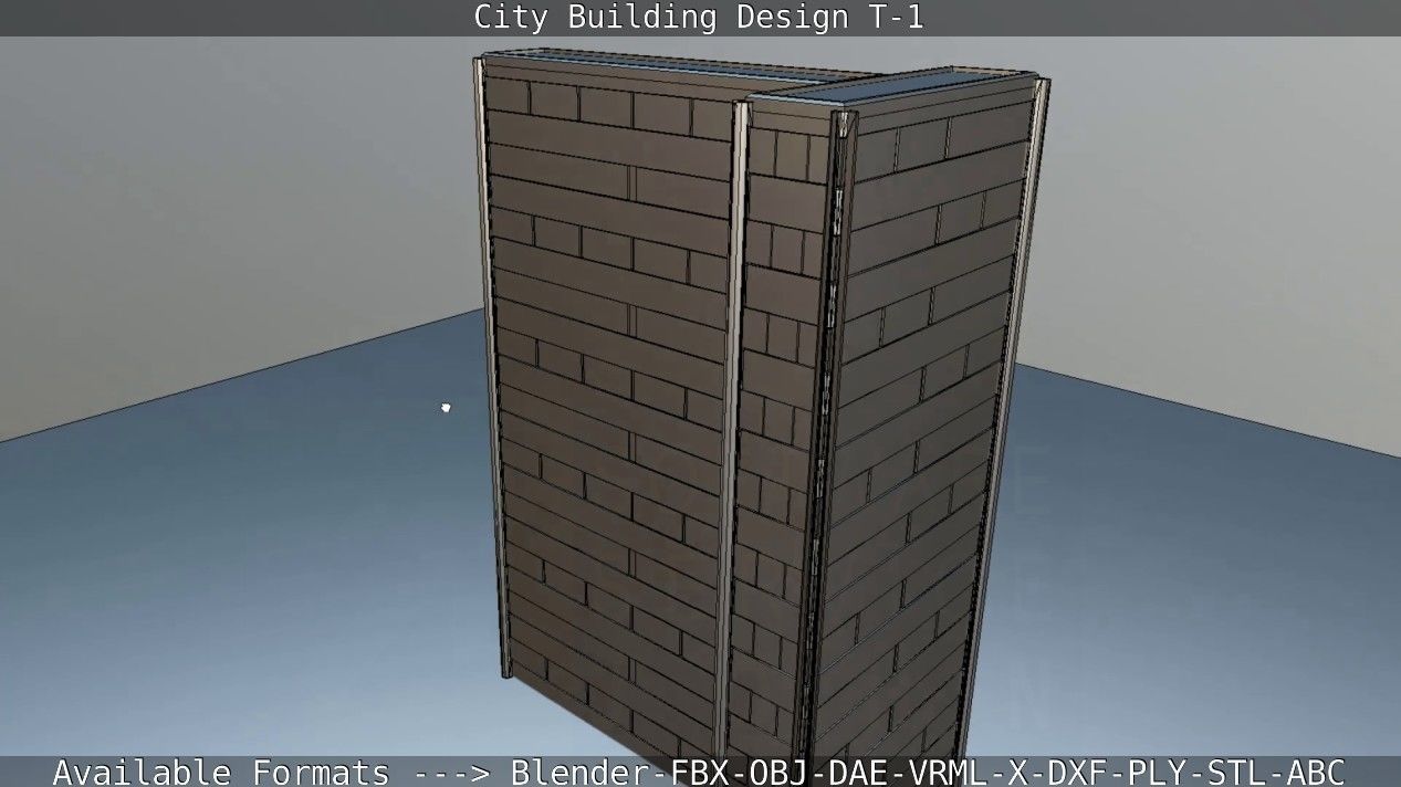 City Building Design T-1 Low-poly 3D model_46