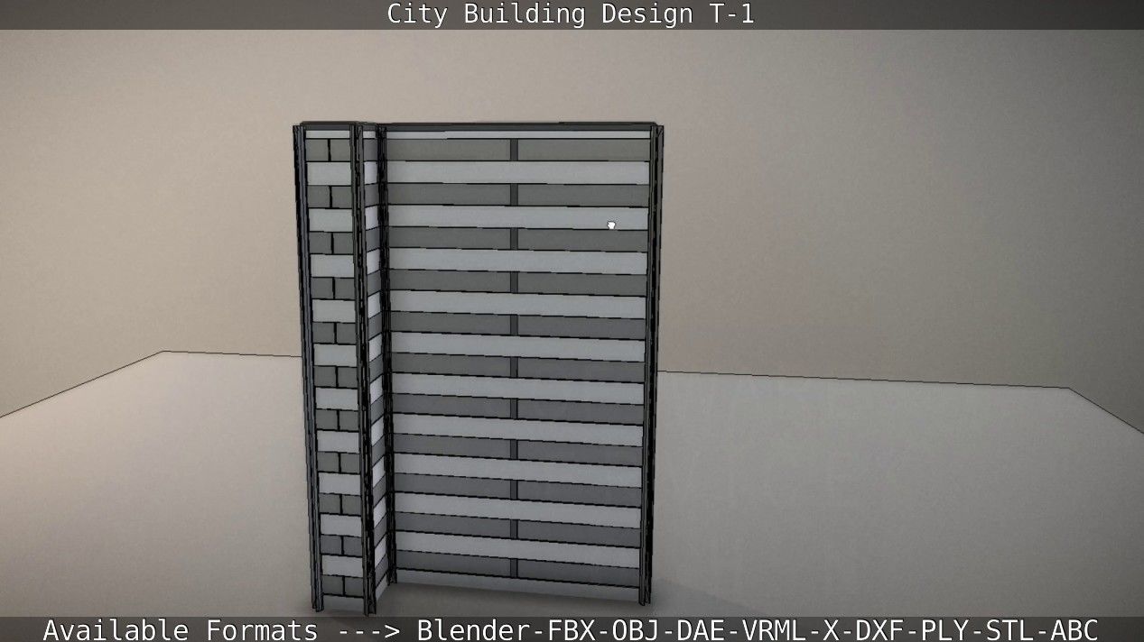 City Building Design T-1 Low-poly 3D model_82