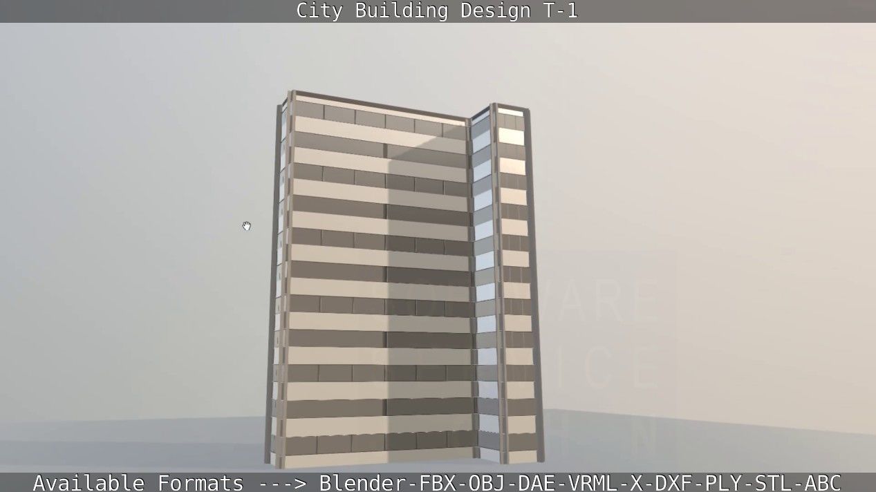 City Building Design T-1 Low-poly 3D model_39