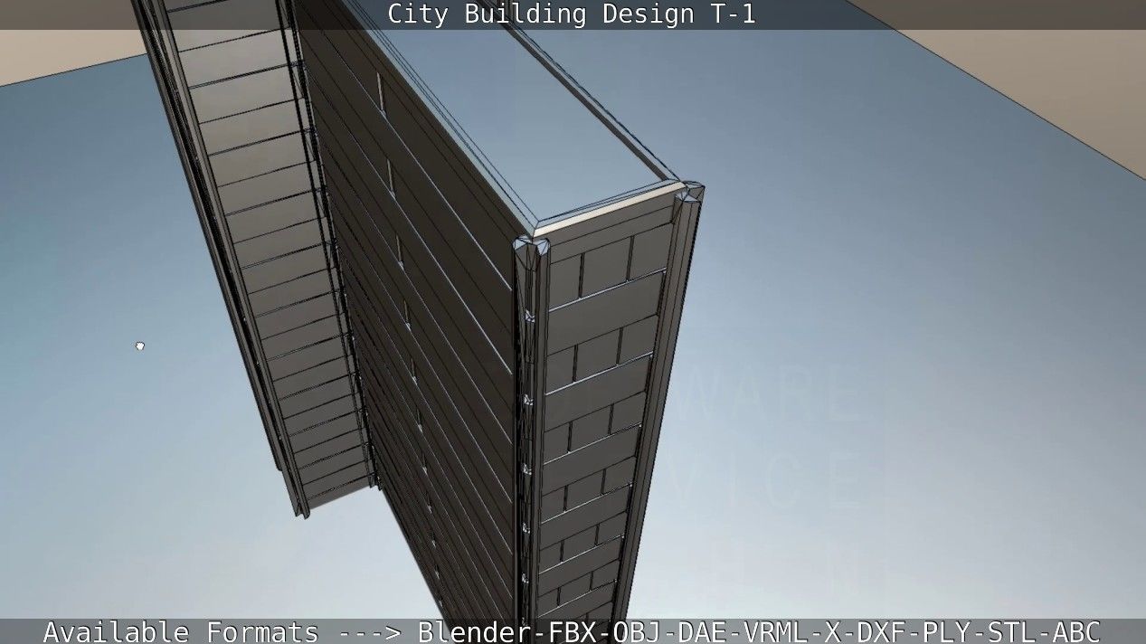 City Building Design T-1 Low-poly 3D model_51