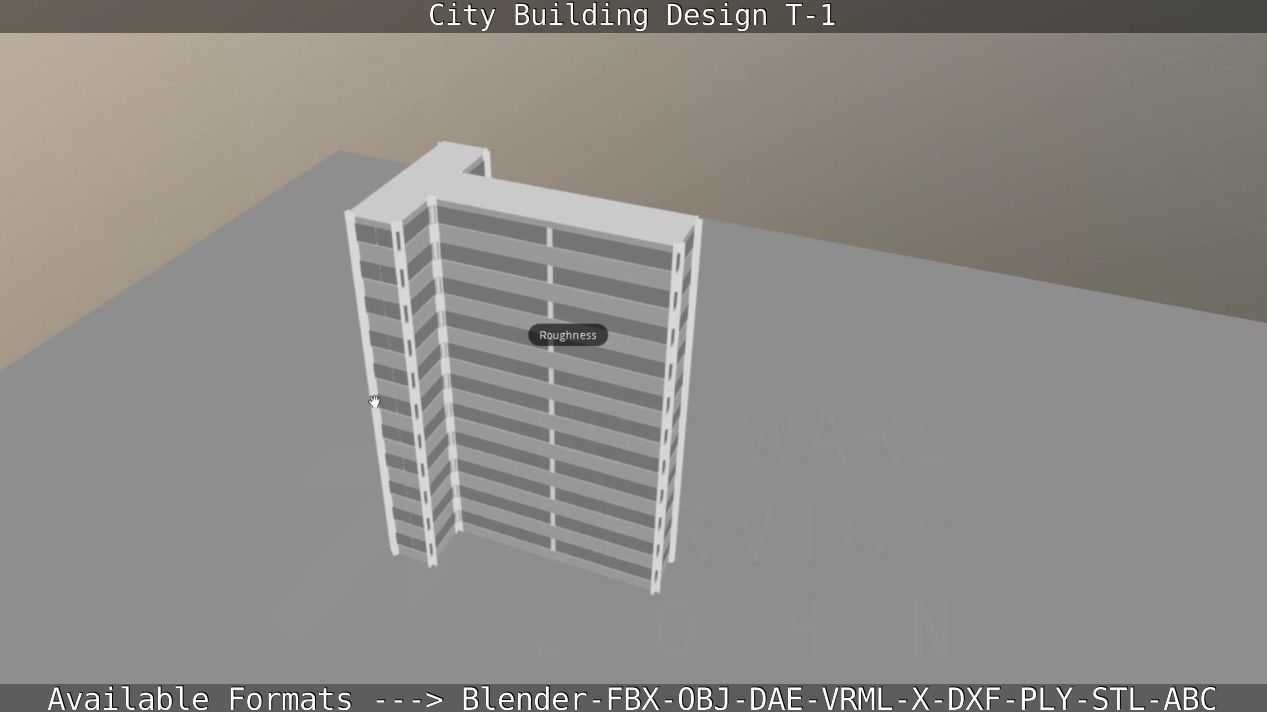 City Building Design T-1 Low-poly 3D model_21