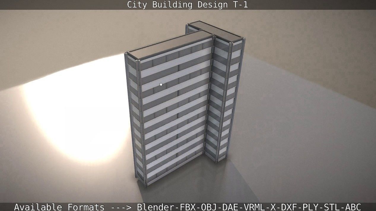 City Building Design T-1 Low-poly 3D model_104