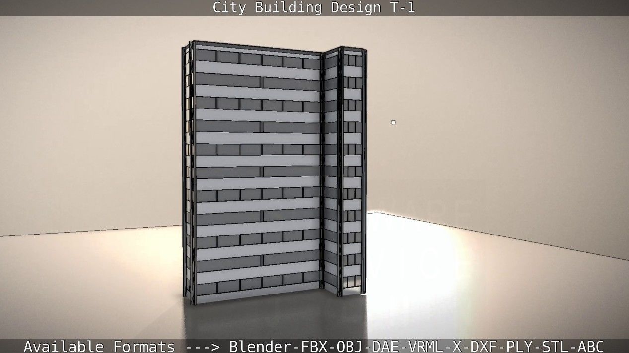City Building Design T-1 Low-poly 3D model_92