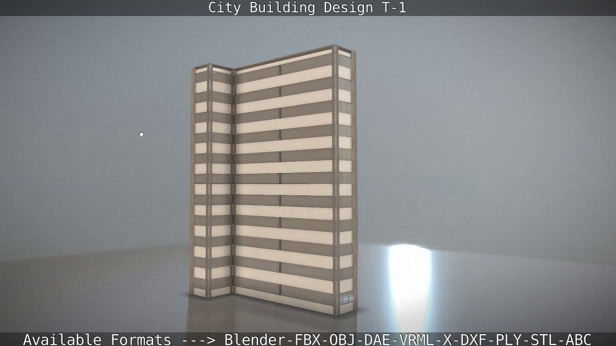 City Building Design T-1 Low-poly 3D model_113