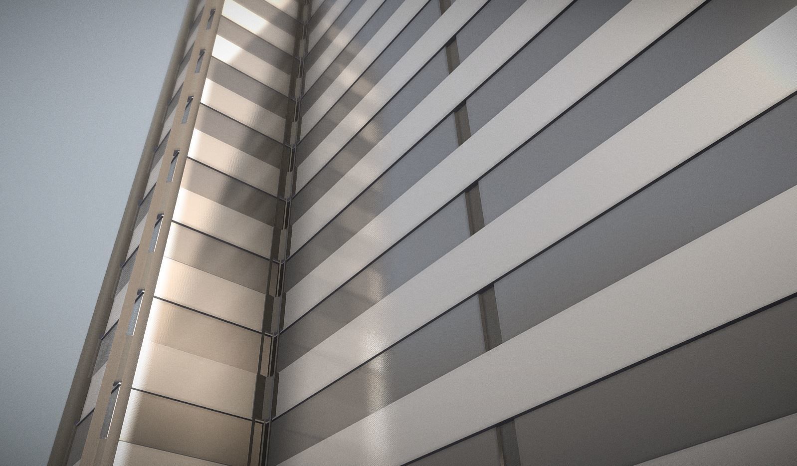 City Building Design T-1 Low-poly 3D model_5