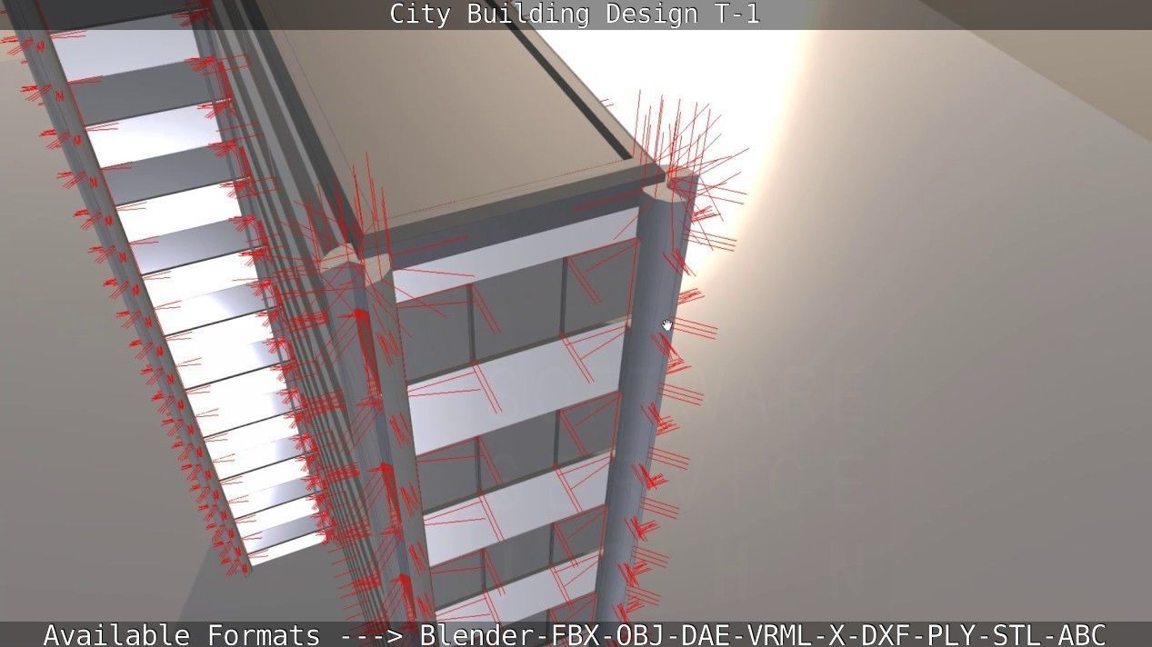 City Building Design T-1 Low-poly 3D model_75