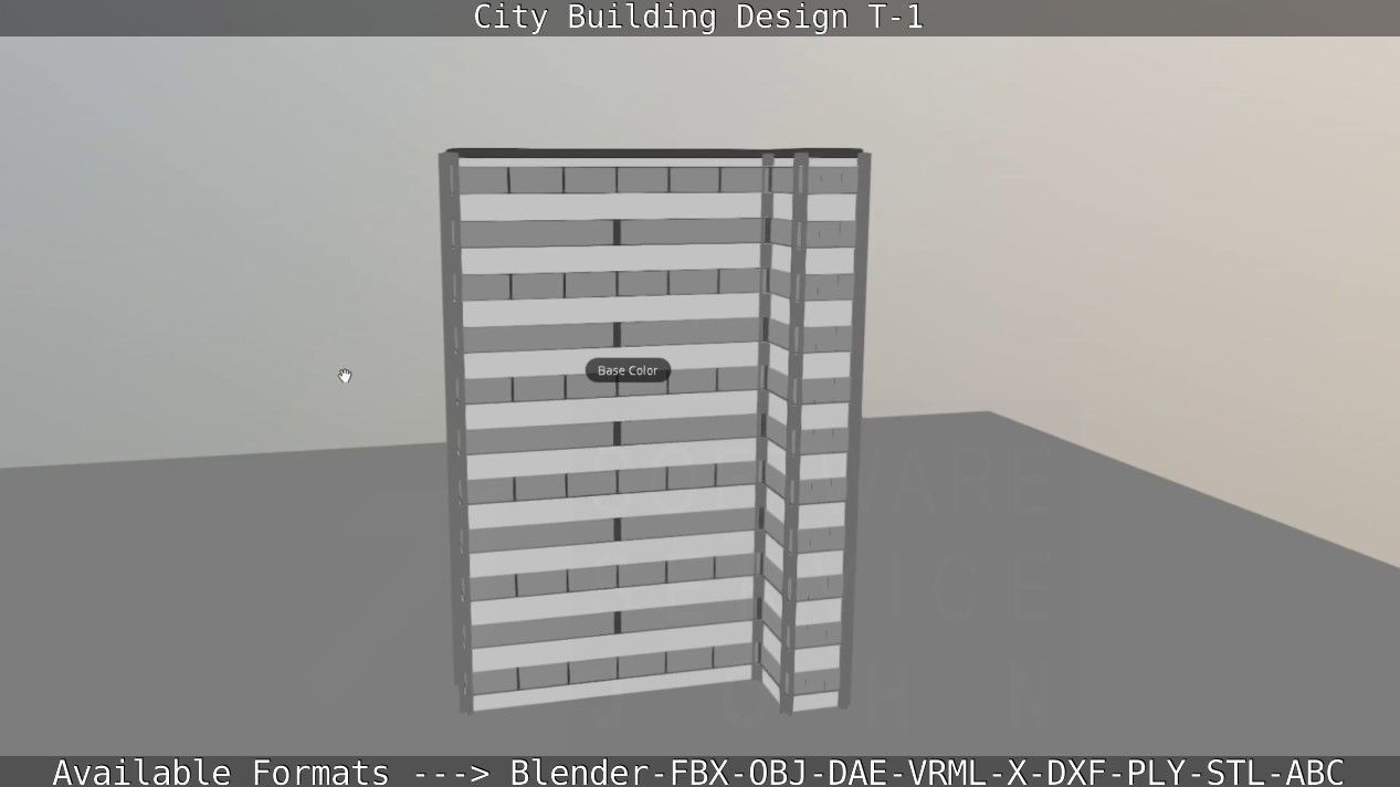 City Building Design T-1 Low-poly 3D model_29