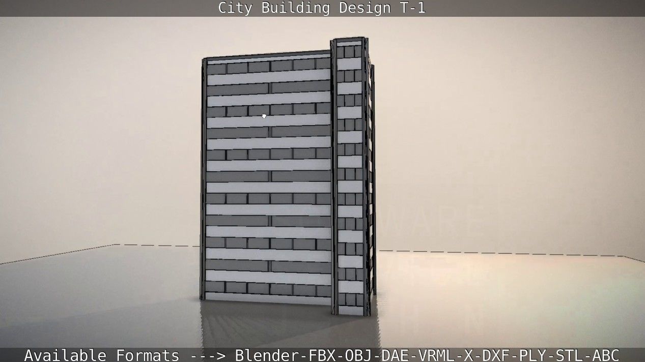 City Building Design T-1 Low-poly 3D model_91
