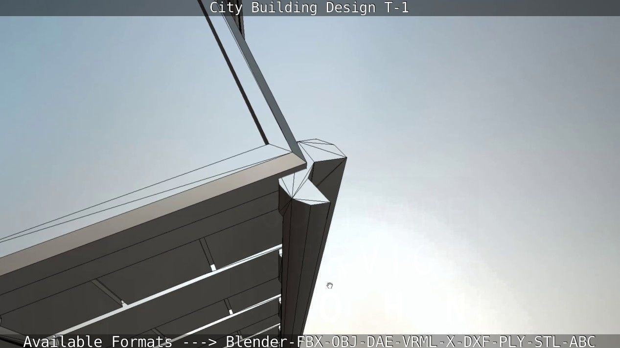 City Building Design T-1 Low-poly 3D model_56