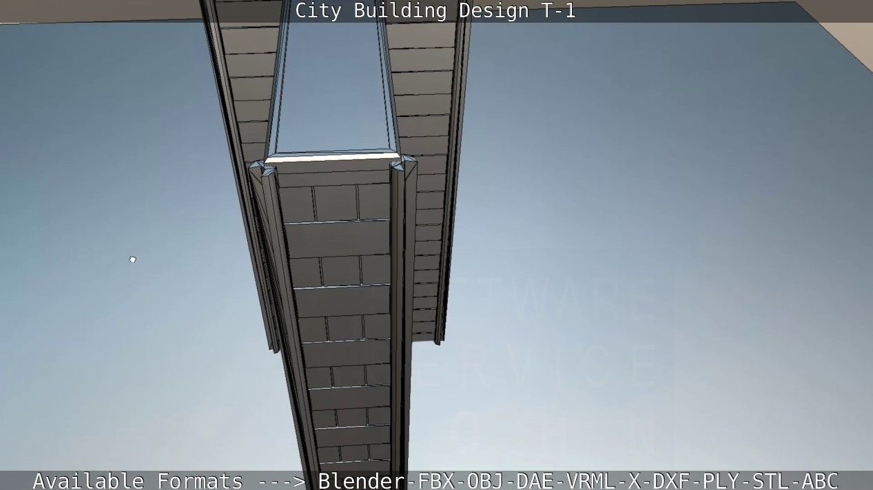 City Building Design T-1 Low-poly 3D model_52