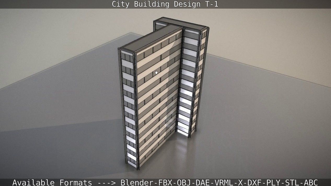 City Building Design T-1 Low-poly 3D model_101