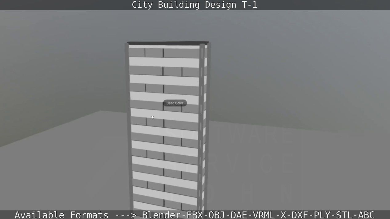 City Building Design T-1 Low-poly 3D model_17