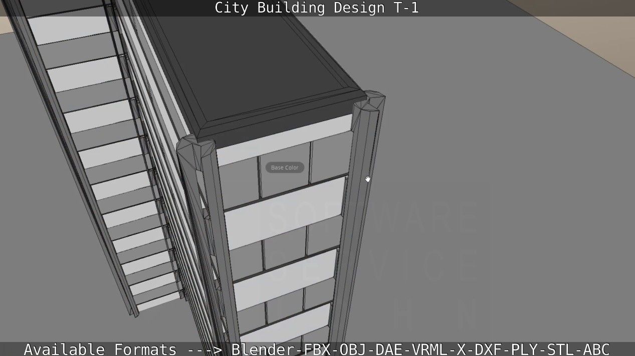 City Building Design T-1 Low-poly 3D model_76