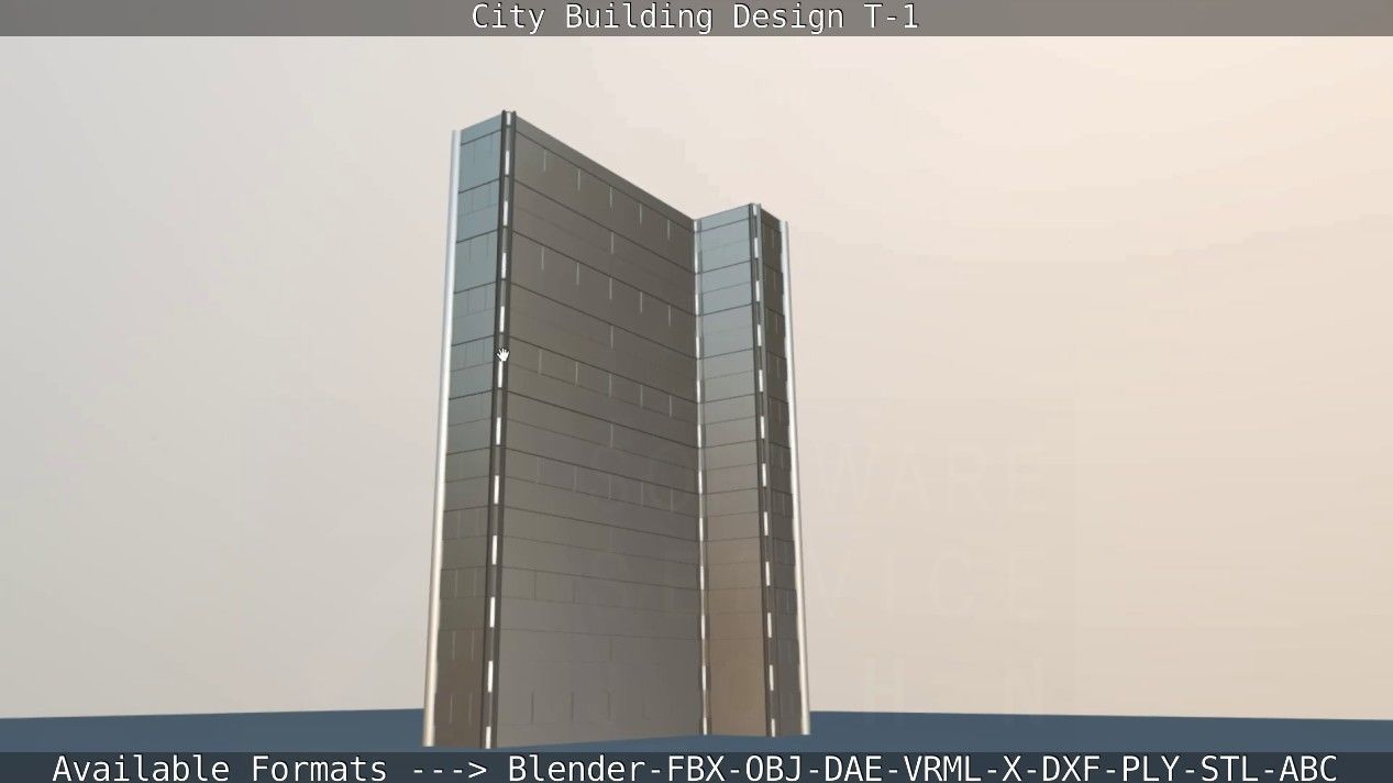 City Building Design T-1 Low-poly 3D model_43