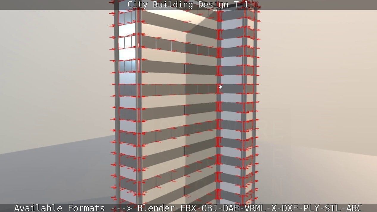 City Building Design T-1 Low-poly 3D model_71