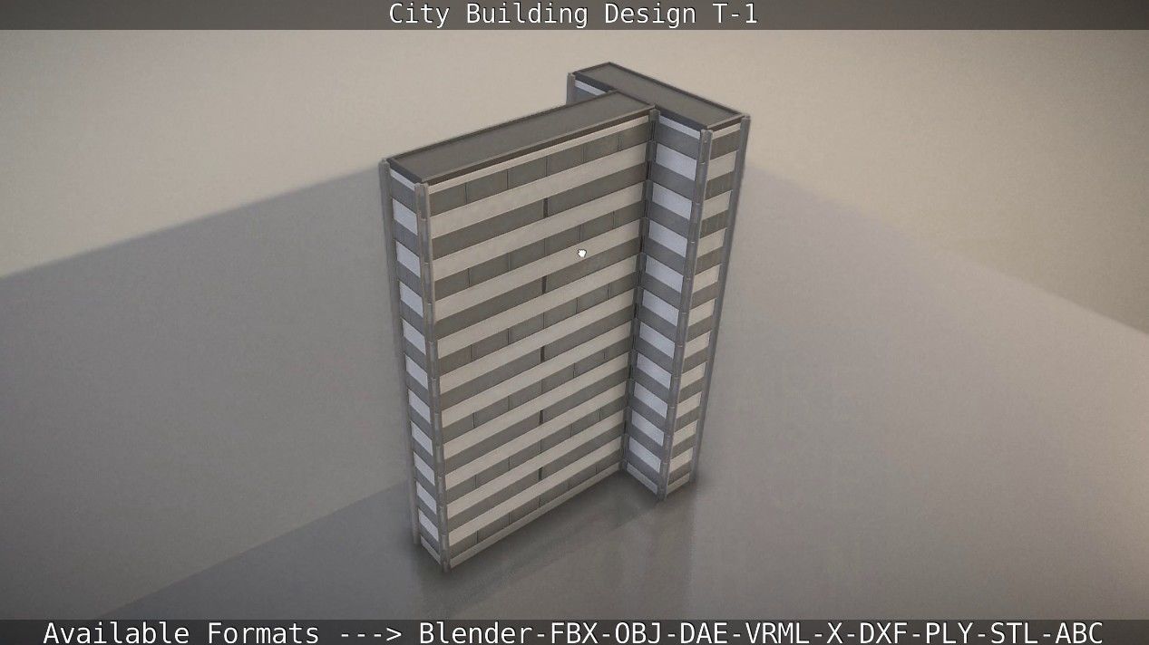 City Building Design T-1 Low-poly 3D model_103