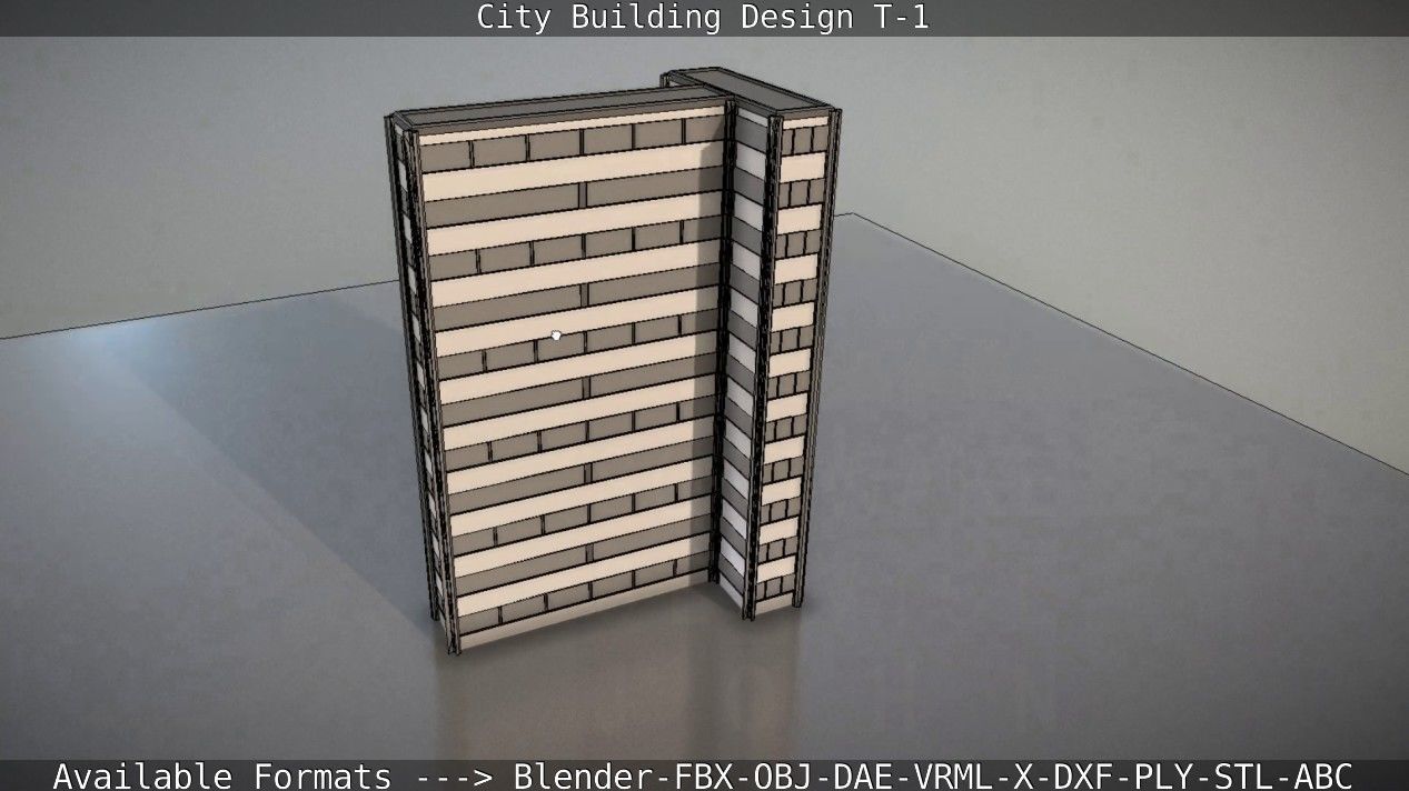 City Building Design T-1 Low-poly 3D model_95