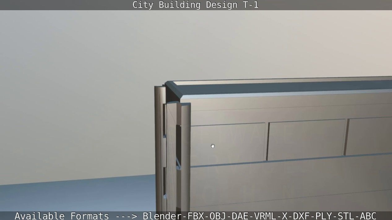 City Building Design T-1 Low-poly 3D model_60