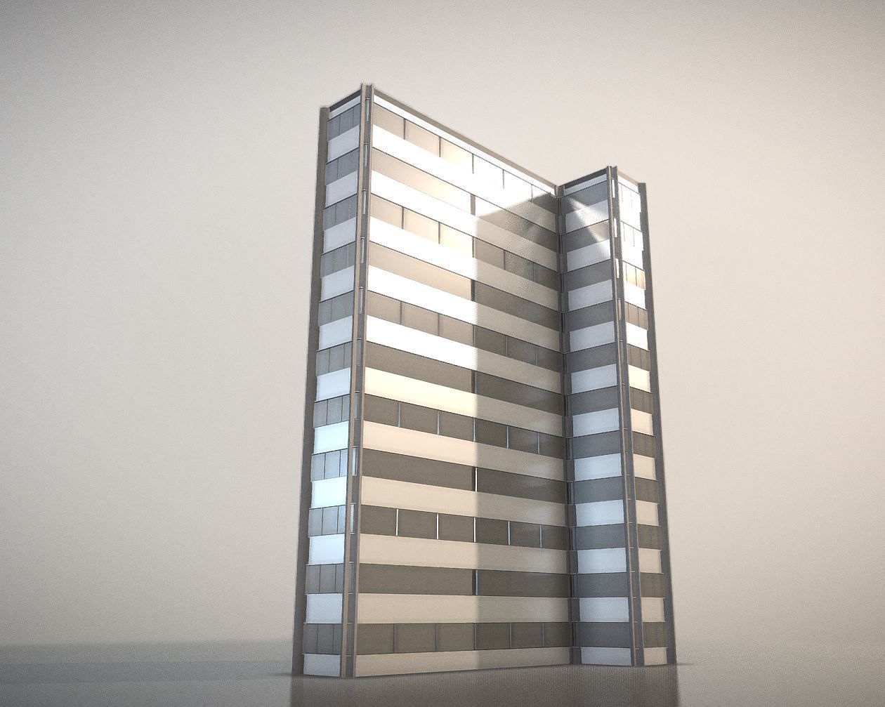 City Building Design T-1 Low-poly 3D model_2