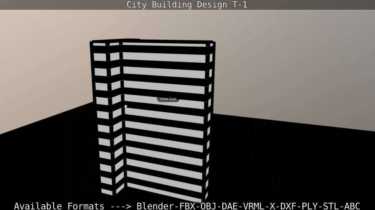 City Building Design T-1 Low-poly 3D model_25