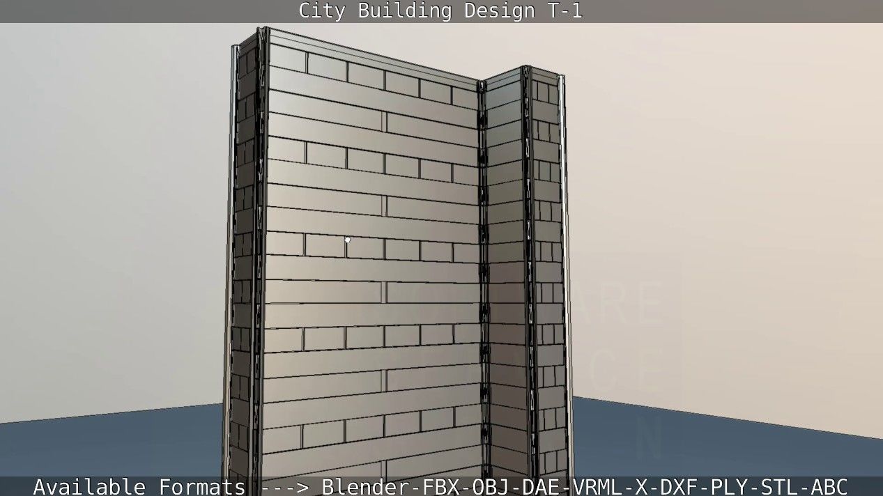 City Building Design T-1 Low-poly 3D model_45
