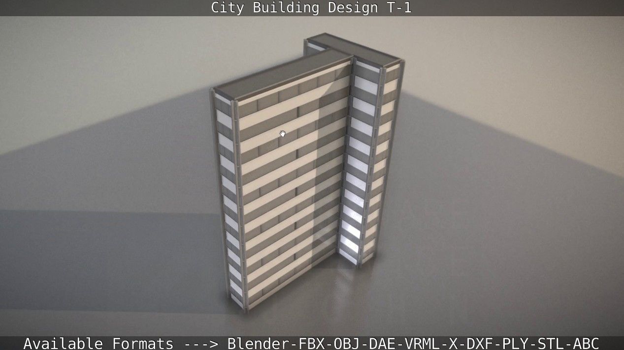 City Building Design T-1 Low-poly 3D model_102