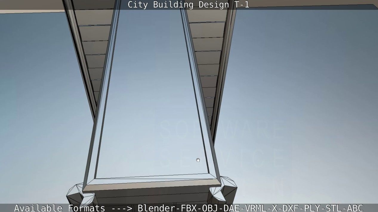 City Building Design T-1 Low-poly 3D model_53