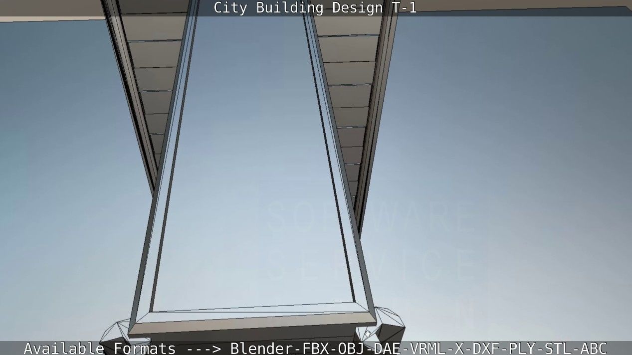 City Building Design T-1 Low-poly 3D model_54