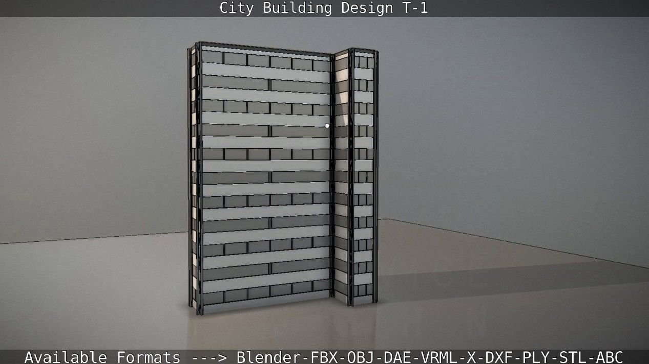 City Building Design T-1 Low-poly 3D model_93