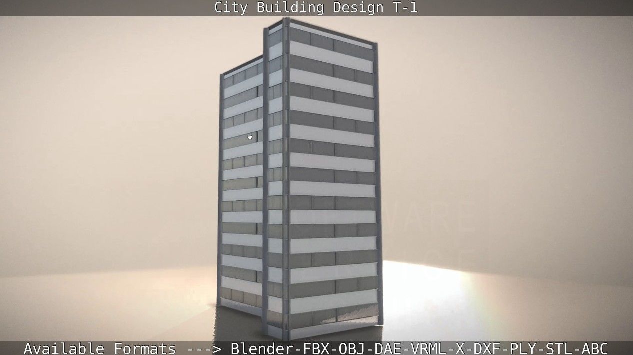 City Building Design T-1 Low-poly 3D model_111