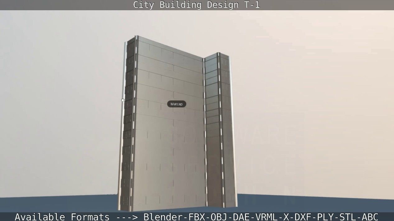 City Building Design T-1 Low-poly 3D model_41